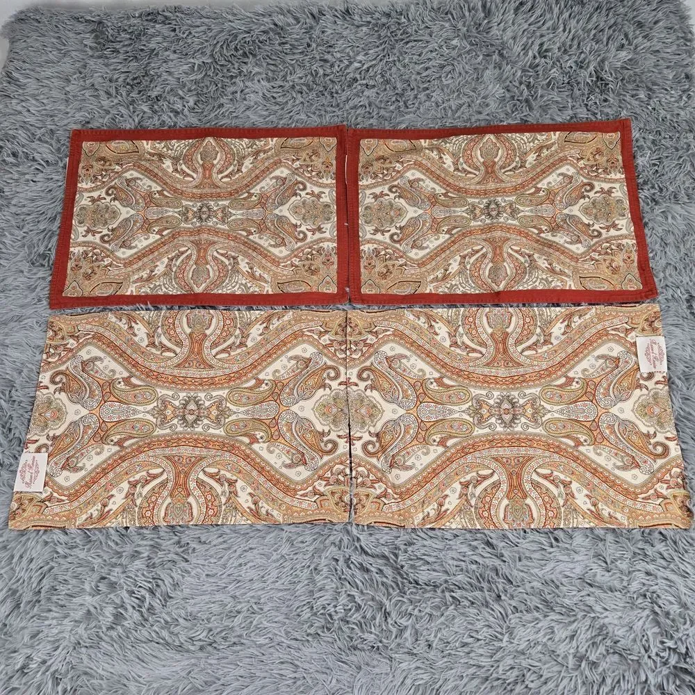 Set Of 4 Maison d' Hermine 18.5x13 Paisley 100%‎ Cotton Dining Table Placements